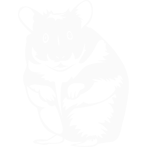 Ein Stilisiertes Bild eines Hamsters in weiß auf transparentem Hintergrund.
