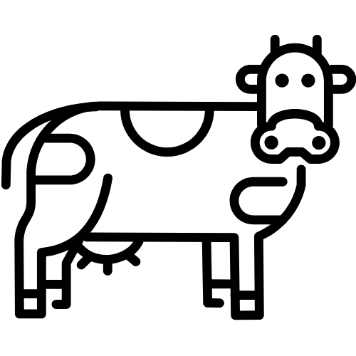 Das Icon zeigt eine Kuh in einem Cartoon-artigen Stil auf transparentem Hintergrund.